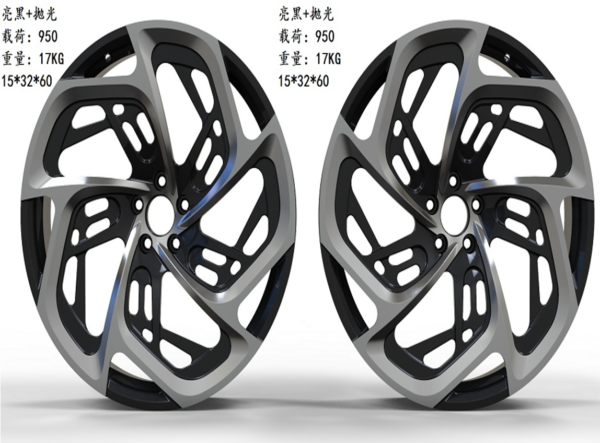 22X9.5 WF Aftermarket Wheel ML0273-1L-1 Glossy Black ,  Polish 5X108/63.4, ET 35 mm