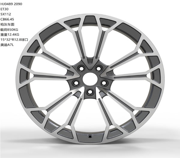 20X9.0 WF Aftermarket Wheel ML0489 Gunmetal Machine Face 5X112/66.45, ET 30 mm