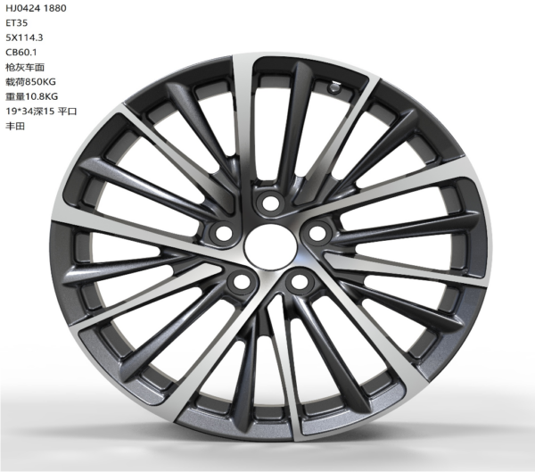 18X8.0 WF Aftermarket Wheel ML0424 Gunmetal Machine Face 5X114.3/60.1, ET 35 mm