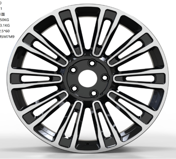 21X9.0 WF Aftermarket Wheel ML0425-1 Black Machine Face 5X120/66.1, ET 40 mm