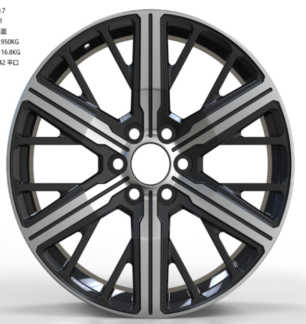 22X8.5 WF Aftermarket Wheel XK0310 Black Machine Face 6X139.7/95.1, ET 40 mm