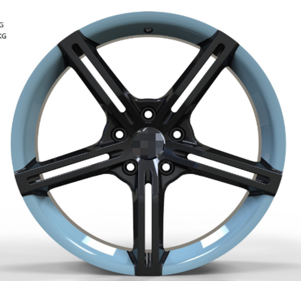 19X8.5 WF Aftermarket Wheel ML0073-19 Black ,  Blue 5X120/64.1, ET 35 mm