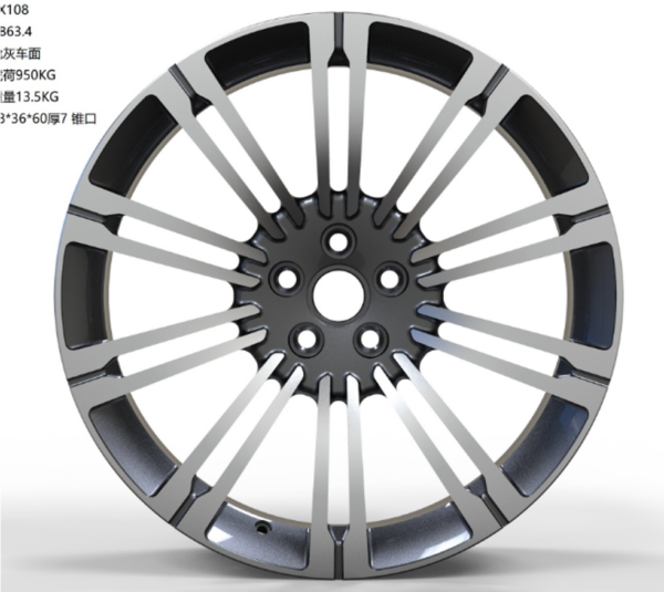 22X9.0 WF Aftermarket Wheel ML0344-4 Gunmetal Machine Face 5X108/63.4, ET 40 mm