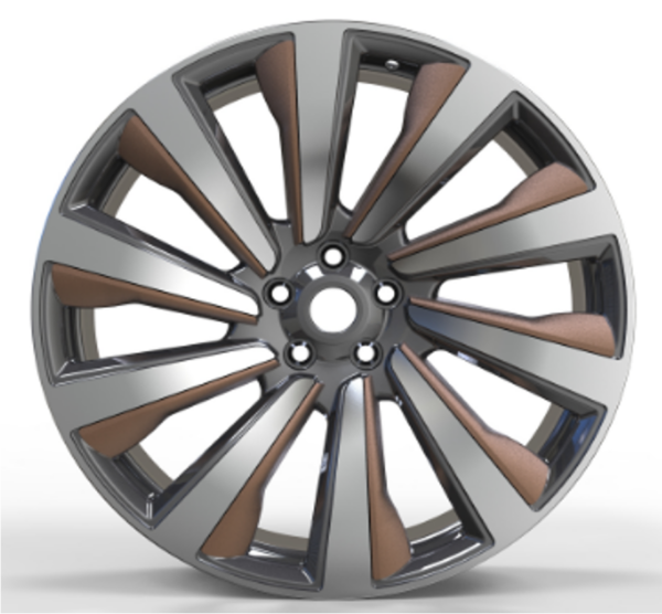 22X9.5 WF Aftermarket Wheel ML0340-7 Matt Gunmetal Machine Face 5X120/72.56, ET 42.5 mm