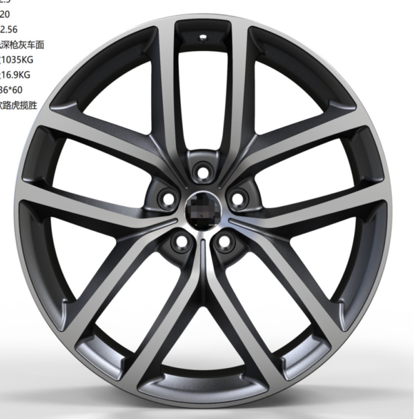 22X9.5 WF Aftermarket Wheel ML0387-1 Matt Gunmetal Machine Face 5X120/72.56, ET 40 mm