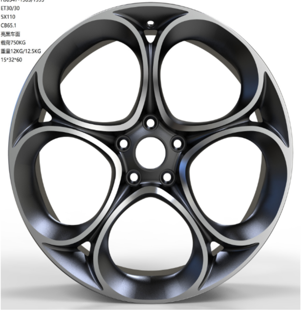 18X8.0 WF Aftermarket Wheel ML0347 Black Machine Face 5X110/65.1, ET 30 mm