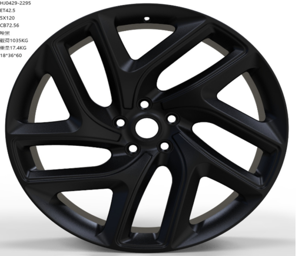 22X9.5 WF Aftermarket Wheel ML0429 Matt Black 5X120/72.56, ET 42.5 mm