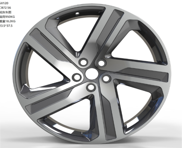 21X9.5 WF Aftermarket Wheel ML0342 Gunmetal Machine Face 5X120/72.56, ET 45 mm