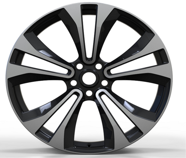 22X9.5 WF Aftermarket Wheel ML0212 Black Machine Face 5X120/72.56, ET 45 mm