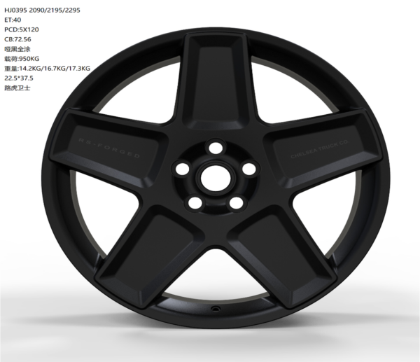 22X9.5 WF Aftermarket Wheel ML0395-1 Matt Black 5X120/72.56, ET 40 mm