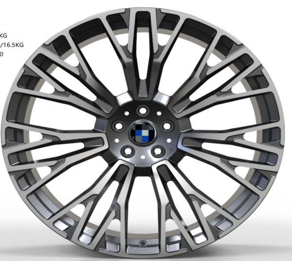 22X9.5 WF Aftermarket Wheel ML0404-2 Gunmetal Machine Face 5X112/66.5, ET 30 mm