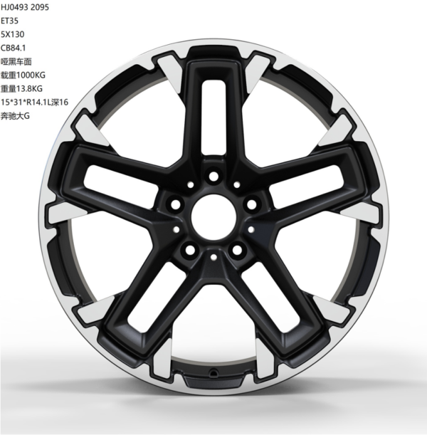 20X9.5 WF Aftermarket Wheel ML0493 Matt Black Machine Face 5X130/84.1, ET 35 mm