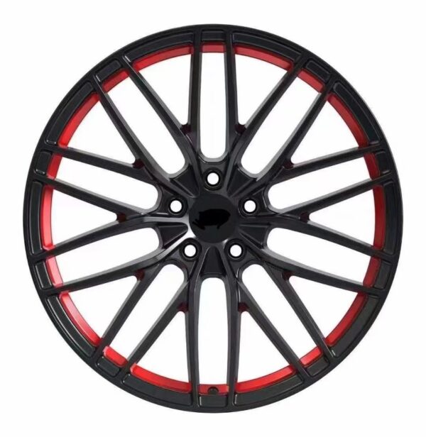 18X8.0 WF Aftermarket Wheel ML0053-1 Black, Red Lip 5X112/66.45, ET 35 mm